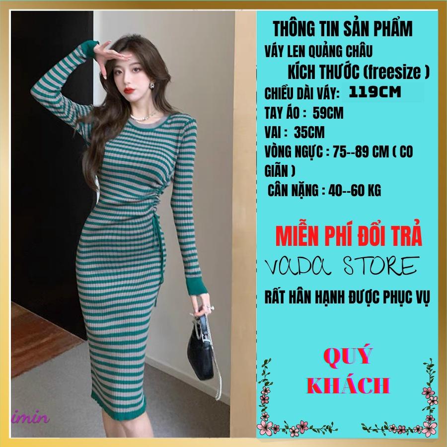 Váy len body dài tay cao cấp chất liệu len tăm có dây rút eo đi làm đi dự tiệc_vn44