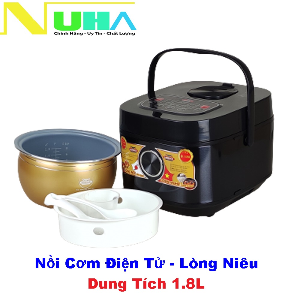 Nồi cơm điện tử Ladomax 7218 - Dung tích 1.8L, 700W - Lòng niêu men chống dính cao cấp-hàng chính hãng