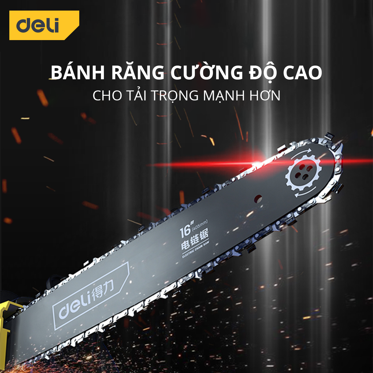 Máy Cưa Xích Điện Cầm Tay Deli - Công Suất Lên Tới 2000W, Lưỡi Cưa 405mm, Động Cơ Lõi Đồng DL674052