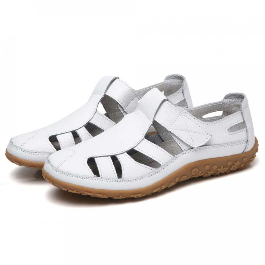 Giày Sandal Da Nữ Đế Xuồng Trơn Không Trơn Trượt