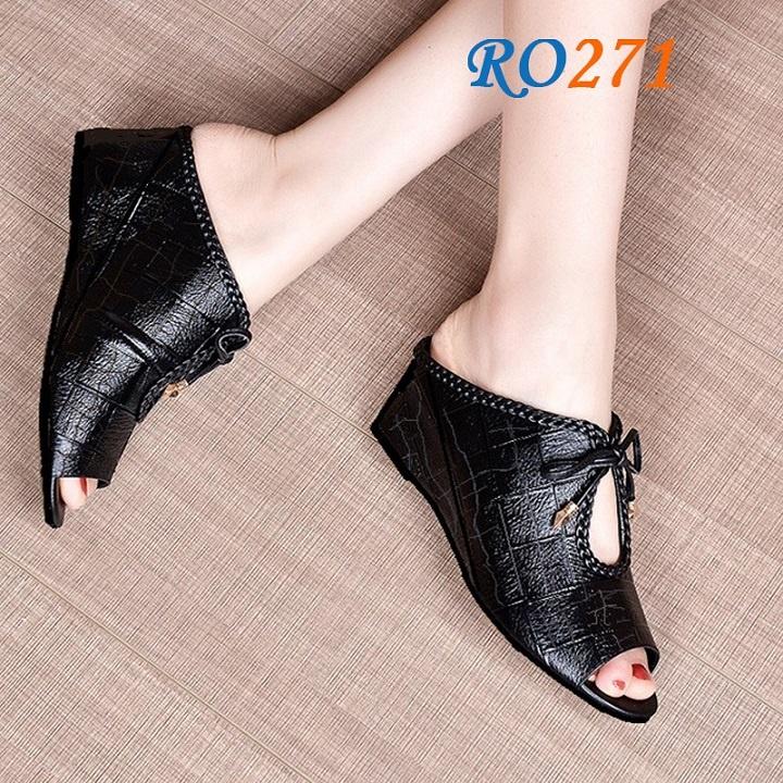 Giày sandal nữ cao gót 7 phân màu đen hàng hiệu rosata ro271
