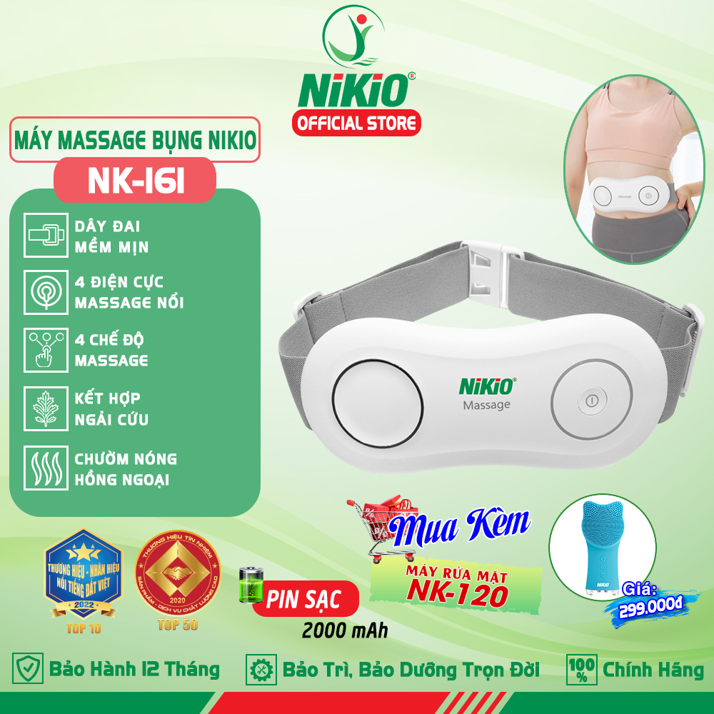 Máy massage bụng pin sạc Nikio NK-161 - Công nghệ xung điện kết hợp chườm ấm