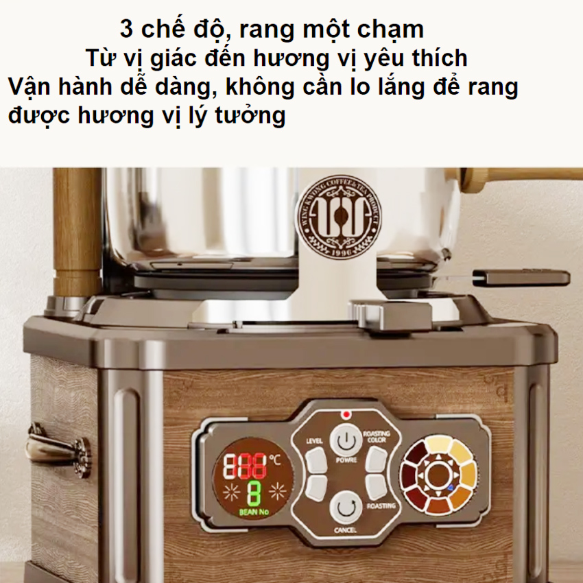 Máy rang hạt cà phê không khói tự động chuyên nghiệp. Thương hiệu Đài Loan cao cấp Wing Kwong WCR-150. HÀNG CHÍNH HÃNG