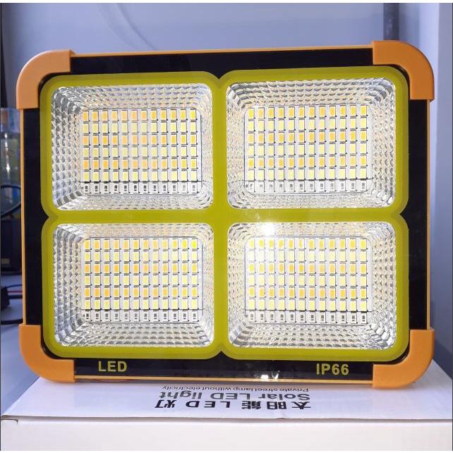 Đèn Pha công trường, LED tích điện siêu sáng 300W- Nguồn NLMT và sạc- 336 Led với 3 mức sáng cùng đèn chớp