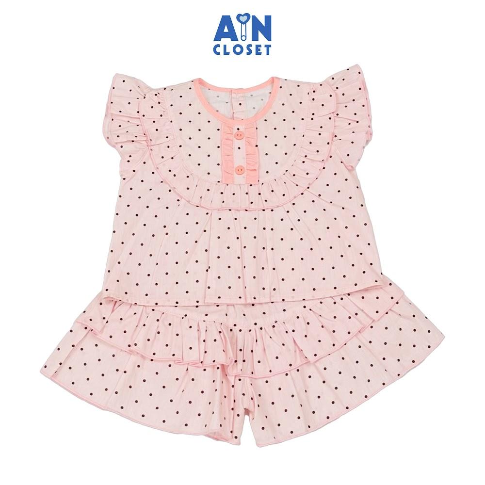 Bộ quần áo Ngắn bé gái họa tiết Nhí Bi Cam Cotton - AICDBGV4TQ5P - AIN Closet
