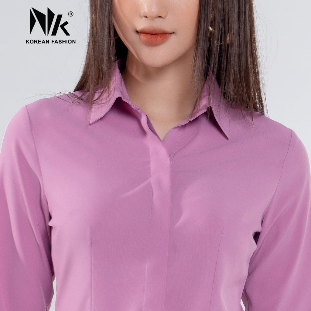 Áo Sơ Mi Nữ Dài Tay Công Sở NK Fashion Thiết Kế Cổ Đức Thanh Lịch, Chất Vải Mềm Mịn Thấm Hút Tốt NKSM2201006