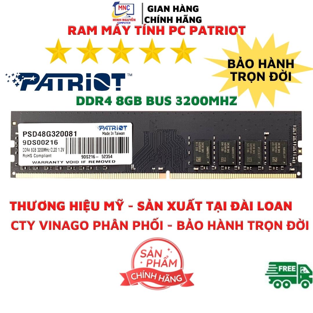 Ram PC DDR4 Patriot 8GB, 16GB Bus 3200 - Bảo Hành Trọn Đời - Hàng Chính Hãng