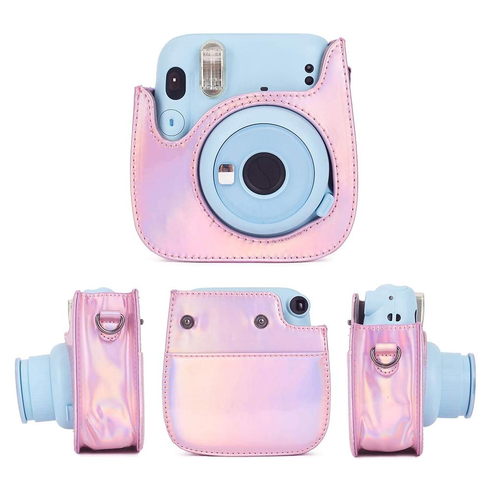 PU Leather Camera Case Protector Túi Túi Túi tương thích Vỏ với dây đeo vai mềm cho Fujifilm Instax Mini 11 9 8 Màu: Set Brown 256Pockets