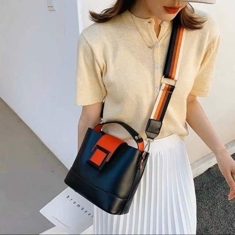 Túi Đeo Chéo Nữ Quai Thổ Cẩm Khoen Vuông