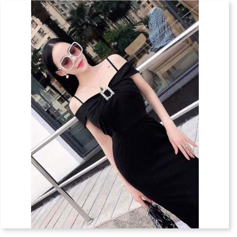 Đầm body 2 dây trễ vai cách điệu