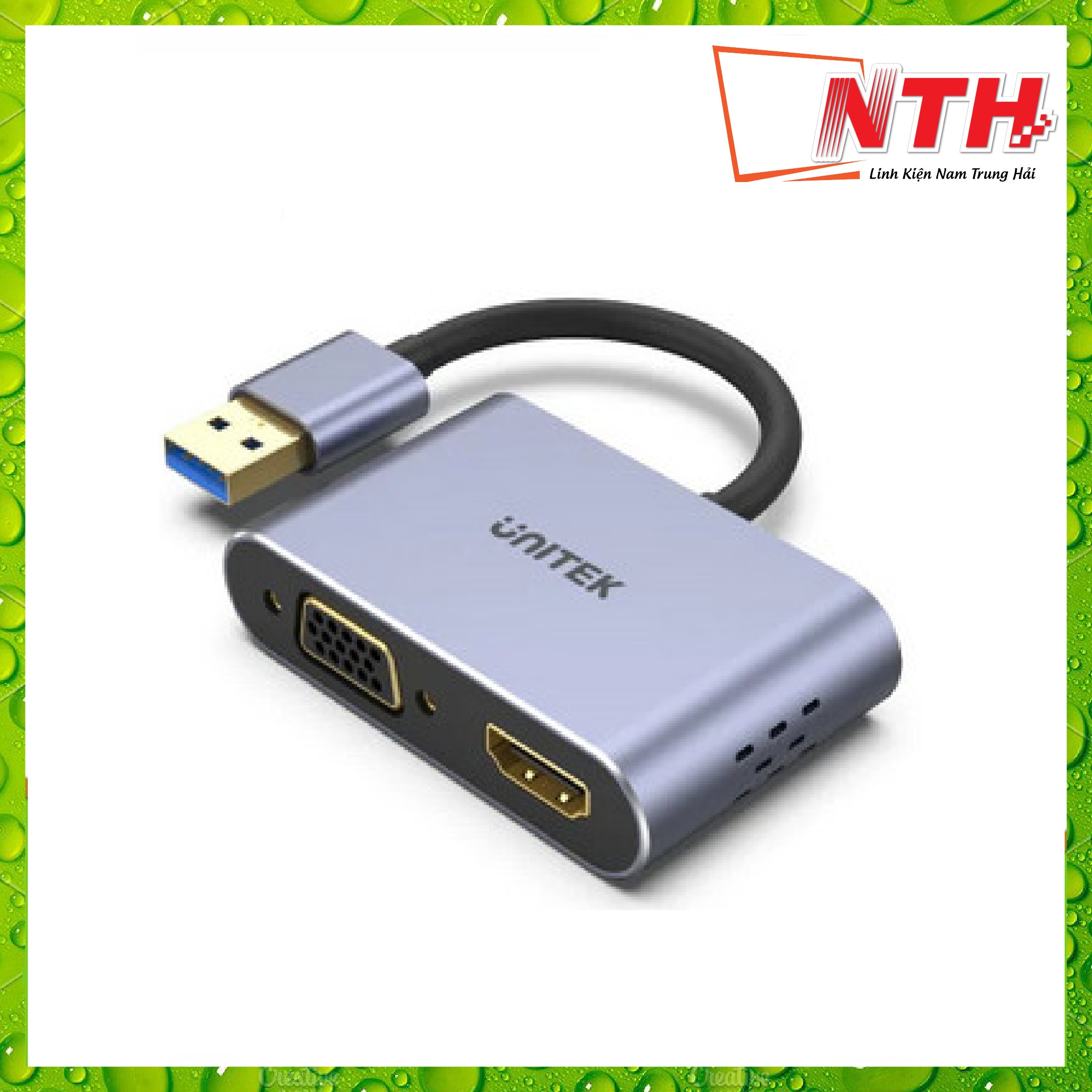 CÁP CHUYỂN ĐỔI CỔNG USB 3.0 RA CỔNG HDMI VÀ CỔNG VGA V1304A UNITEK - Hàng Nhập Khẩu