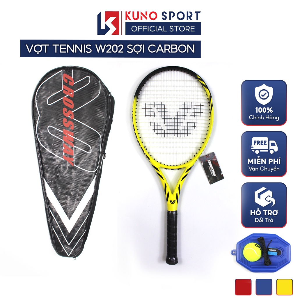 Vợt Tennis CROSSWAY W202 Sợi Carbon Cao Cấp Tặng Kèm Bộ Đế Và Bóng Tập Luyện