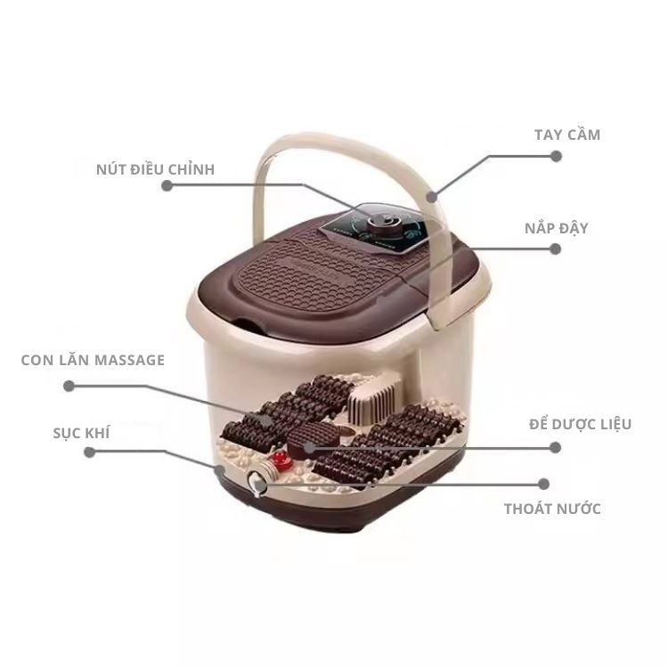 Bồn Ngâm Chân Massage Sục Khí KACHI MK440 - Tự Động Giữ Nước Ấm, Có Khay Thảo Dược - hàng chính hãng