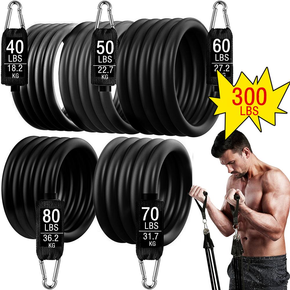 300lb thể dục thể dục chống lại ban nhạc đàn hồi tập luyện để tập luyện tập thể dục thể thao thể thao tập thể dục bộ đồ khai thác thiết bị mở rộng Color: SET-300LB-17PCS
