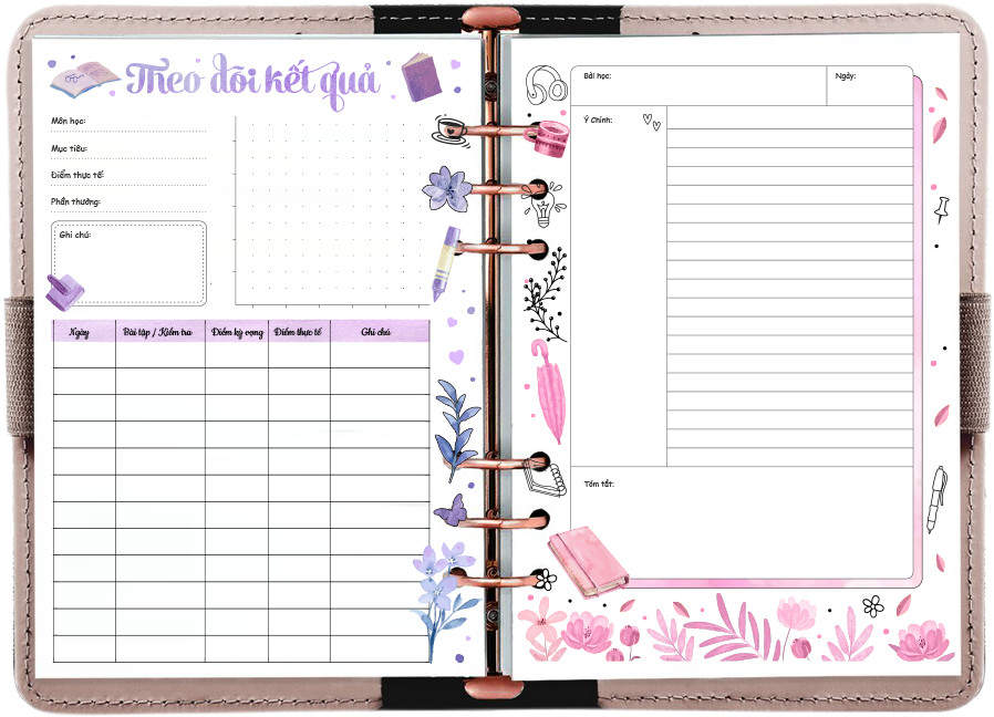 Giấy / Ruột refill sổ còng 6 lỗ A5 cho sinh viên, học tập 60 tờ, định lượng 100gsm của Self Planner