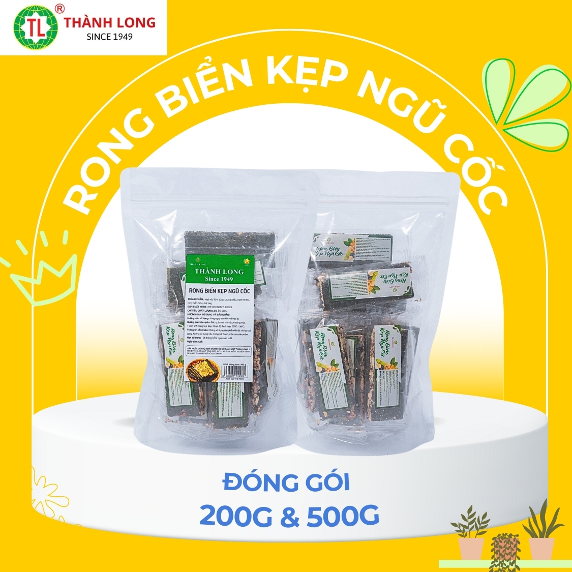 Bánh Rong Biển Kẹp Hạt Dinh Dưỡng Bánh Ăn Kiêng Thành Long Đồ Ăn Vặt Túi 200g/500g