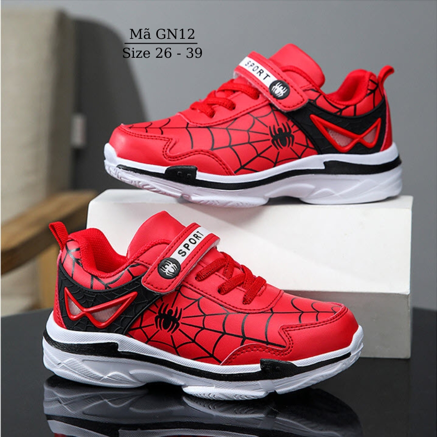 Giày siêu nhân Spiderman bé trai 3 - 12 tuổi siêu nhẹ kháng khuẩn phong cách Hàn Quốc đi học đi chơi GN12