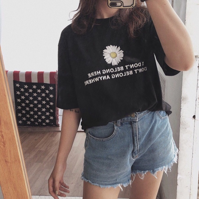 Áo Thun Tay Lỡ Form Rộng Unisex Hoa Cúc