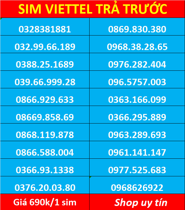 Sim viettel số đẹp - Hàng chính hãng