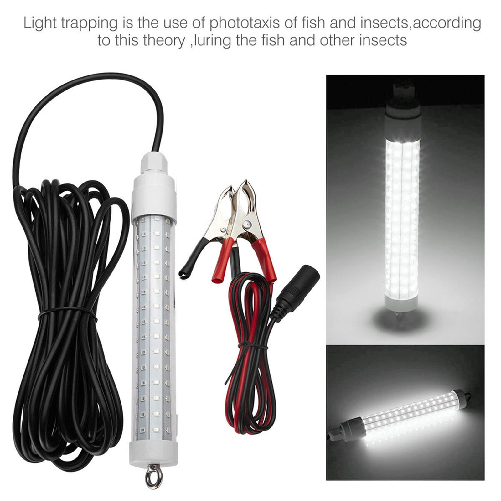12V White LED Underwater Submersible Fishing Light Night Crappie Shad Squid Lamp