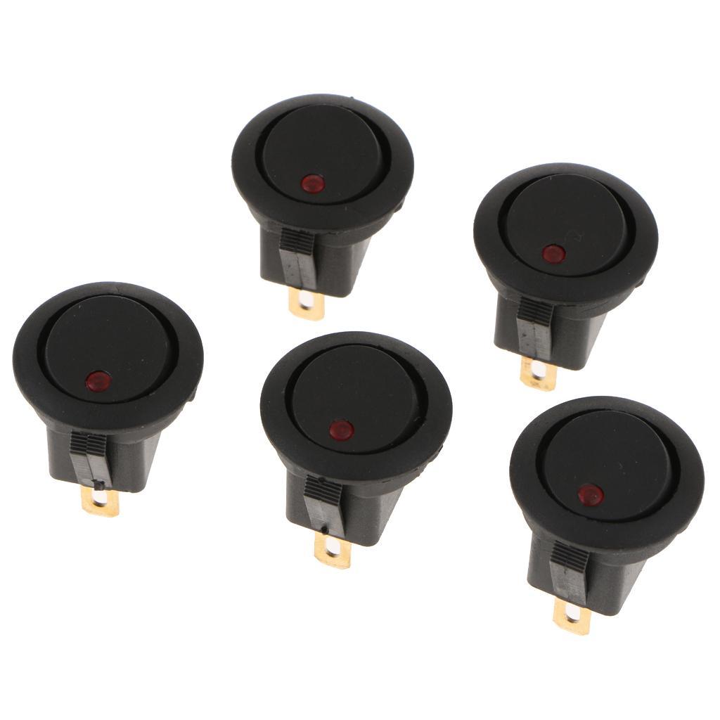 10Pcs 12V 16A On/off Toggle Switch 3PIN Dot Led light Car Truck Boat Round Rocker SPST Switch Mini Press Buttion-2 Color