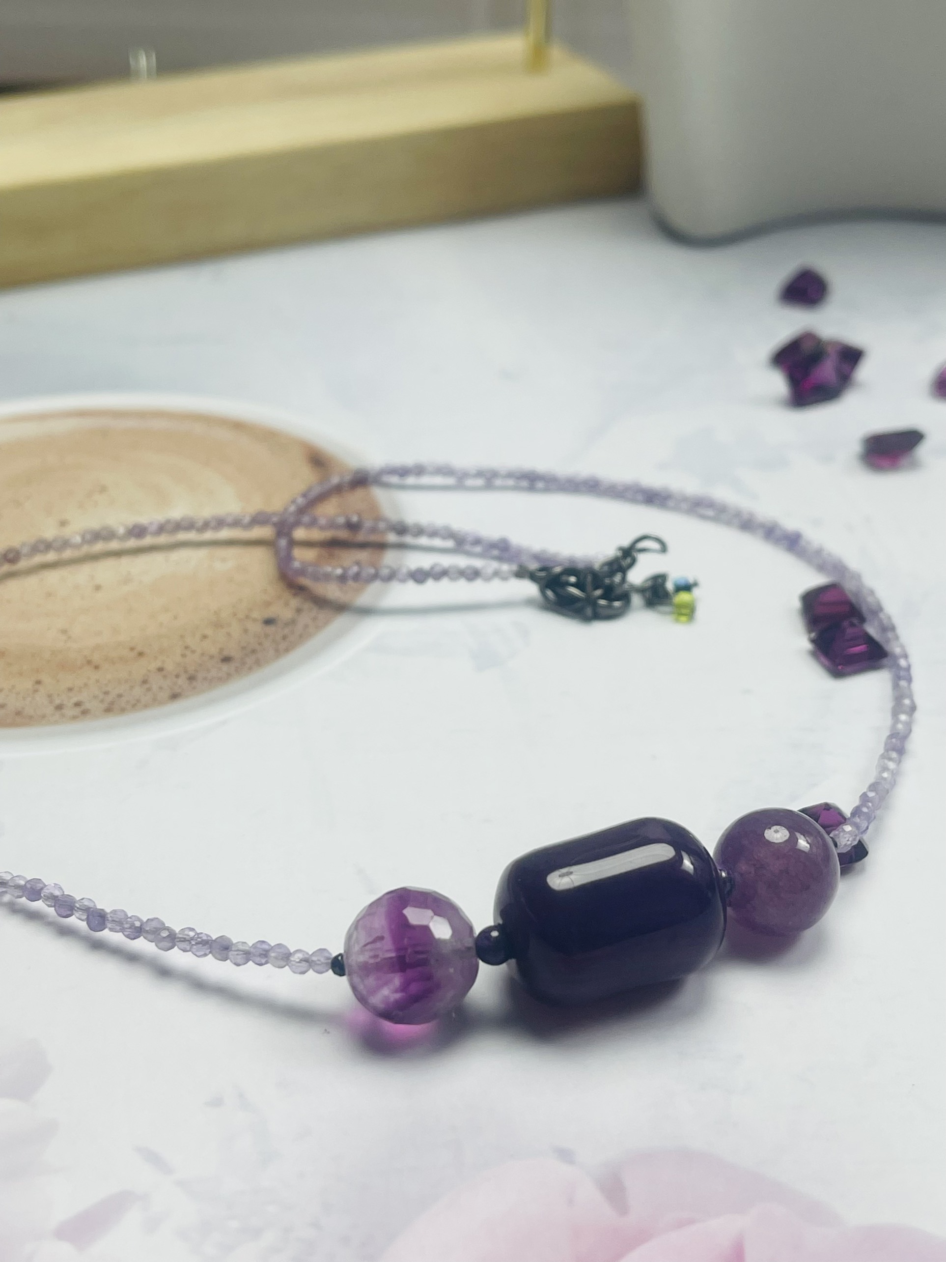 Dây cổ Đá Thạch Anh Tím và Đá Florit