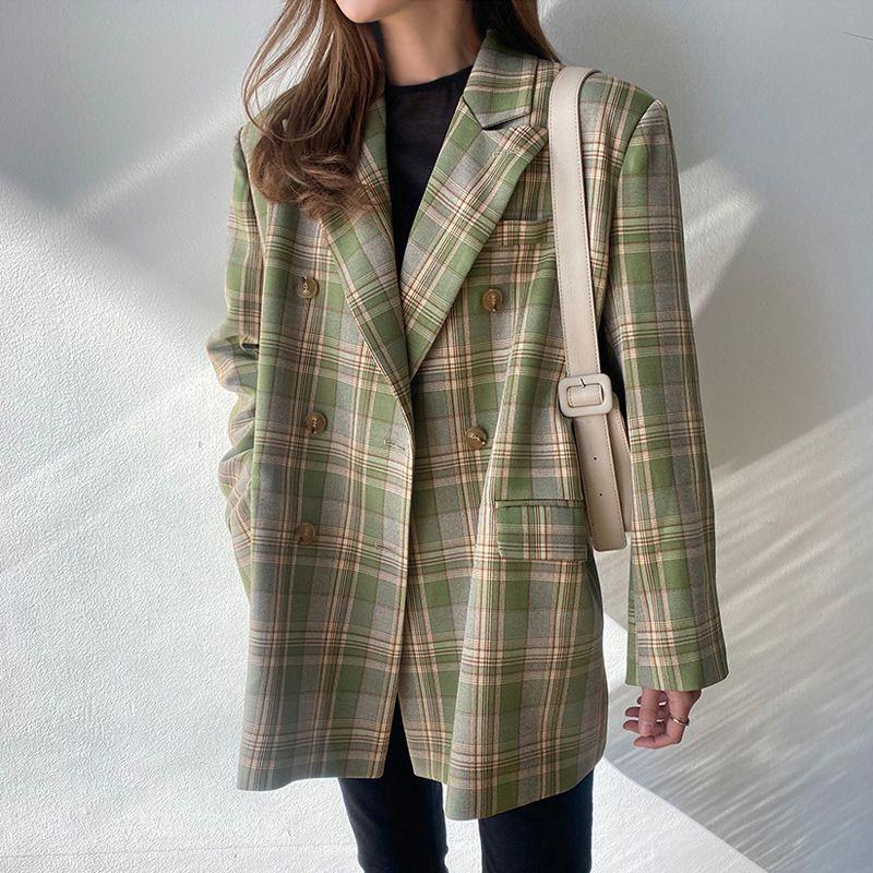 ÁO KHOÁC BLAZER CARO PHONG CÁCH VINTAGE FREE SIZE
