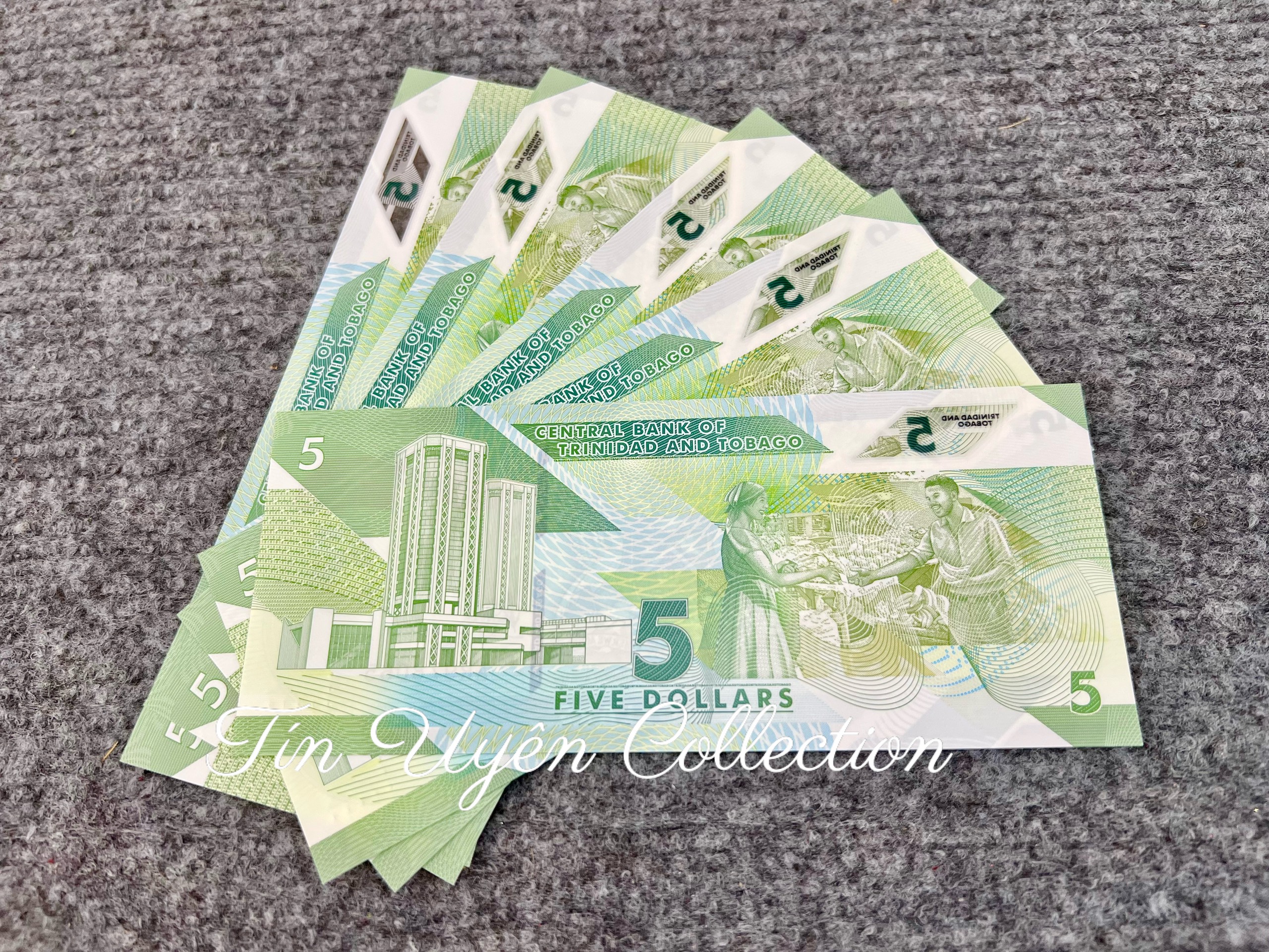 Tiền Trinidad &amp; Tobago 5 Dollars Polymer Phát Hành 2020 Mới 100%