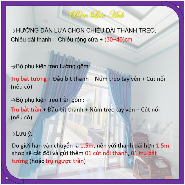 [Thanh treo &amp; phụ kiện] Thanh treo rèm và đầy đủ phụ kiện, tặng ốc vít nở (P28)