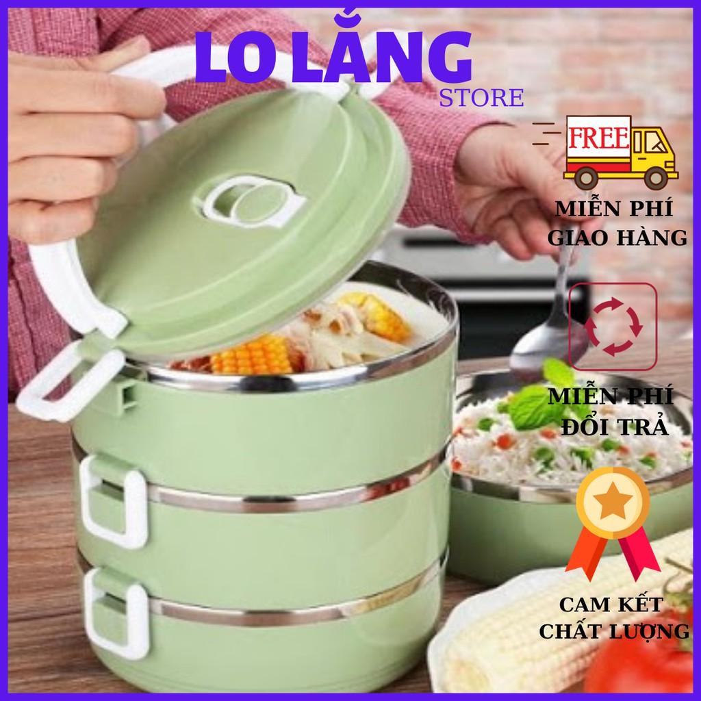 Hộp đựng cơm giữ nhiệt 4 ngăn inox lúa mạch dung tích 2800ml có quai xách tiện lợi