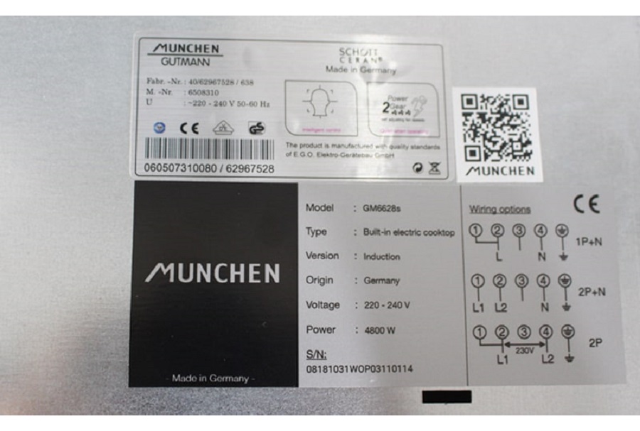 [Combo] Bếp từ Munchen GM6628S + Chảo từ + Bộ nồi Munchen chính hãng