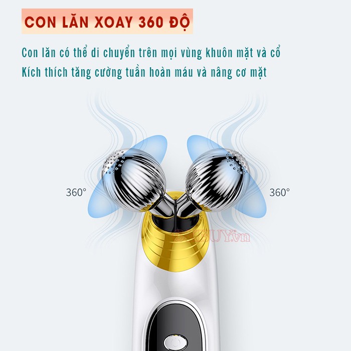Máy massage mặt nâng cơ 2 đầu con lăn xoay tròn 360 độ Nikio NK-125