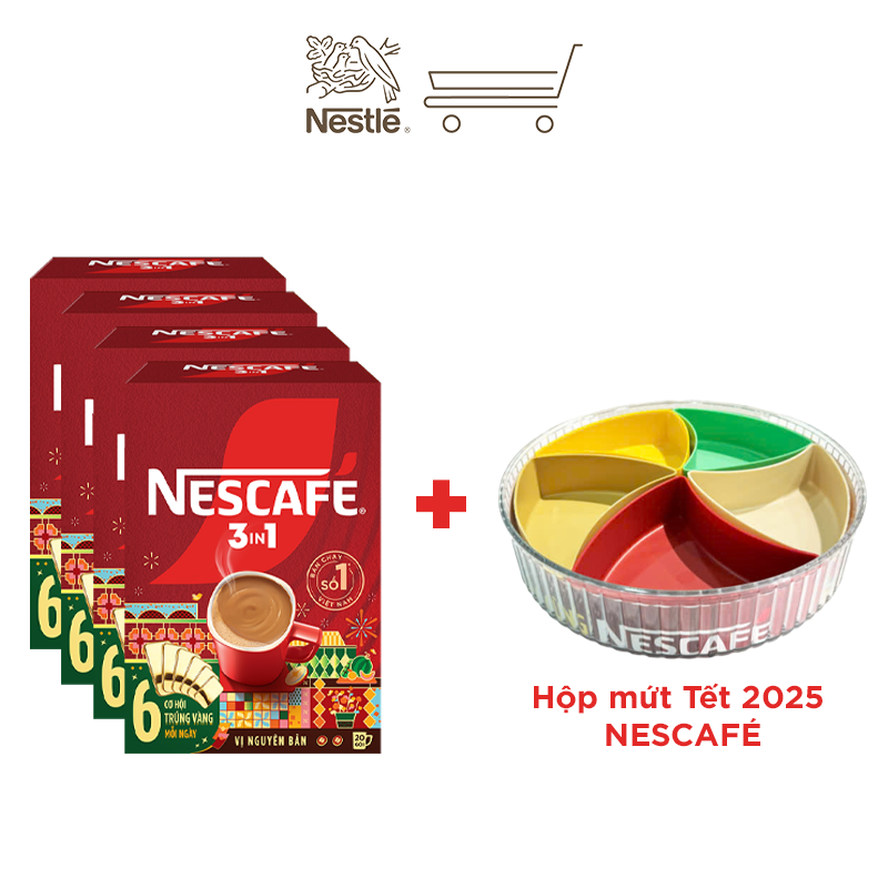 [Tặng Hộp mứt Tết] Combo 4  hộp NESCAFÉ 3in1 VỊ NGUYÊN BẢN ( 16g x 20 gói)