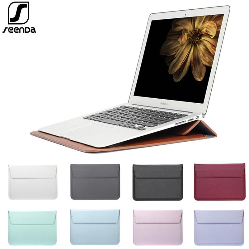 SeenDa PU Ngăn Laptop Dành Cho Macbook Air 12 13.3 Đầu Ốp Lưng Giá Đỡ Laptop Túi Đựng Pro 15 16 ốp Lưng Chống Sốc Vỏ