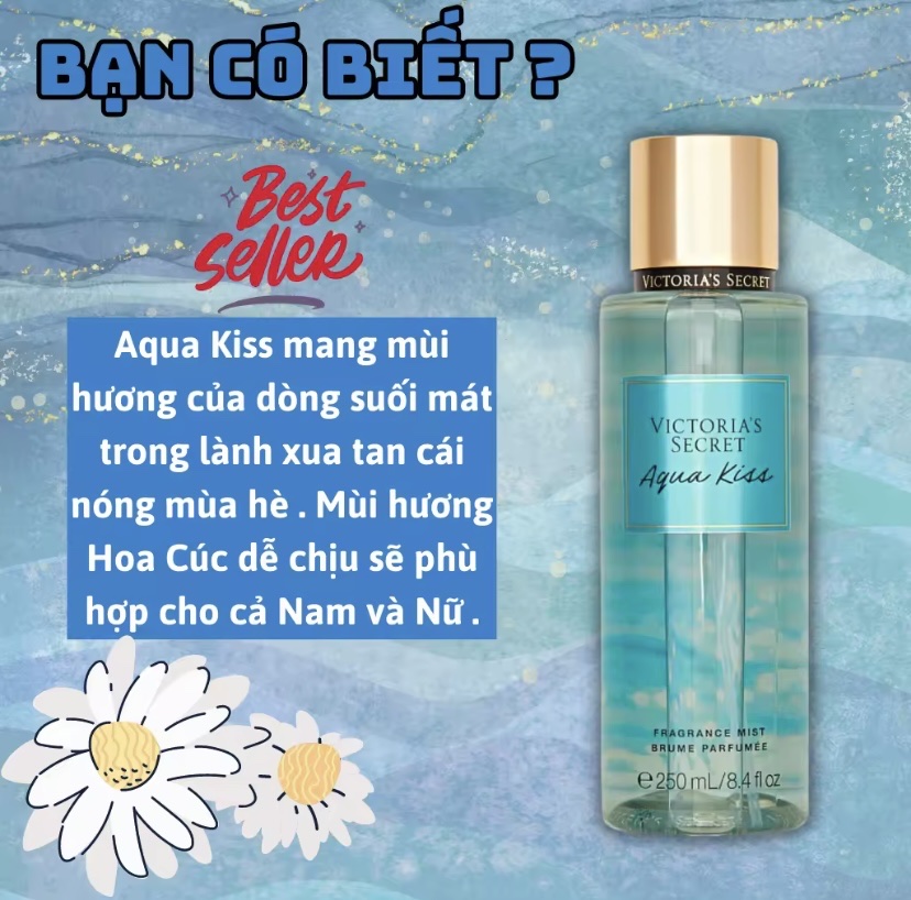 Victoria Secret Aqua Kiss Chính Hãng - Body Mist Victoria Secret Aqua Kiss 250ml &amp; Lotion Victoria Secret Aqua Kiss Chính Hãng 236ml