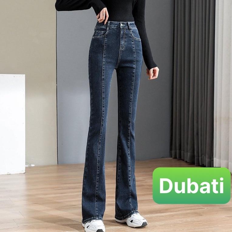 QUẦN JEAN NỮ CHẤT BÒ ỐNG LOE DÁNG DÀI DẬP GÂN LƯNG CAO NÂNG MÔNG DÁNG CAO NGỌC NGÀ HOT TREND MÙA HÈ - DUBATI FASHIO