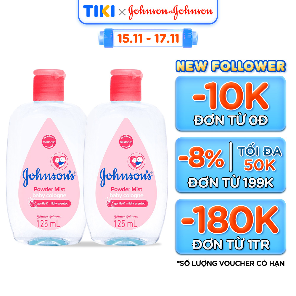 Combo 2 Chai Nước Hoa Cho Bé Johnson's Baby Cologne Hương Phấn Hoa Power Mist Baby Cologne 125ml