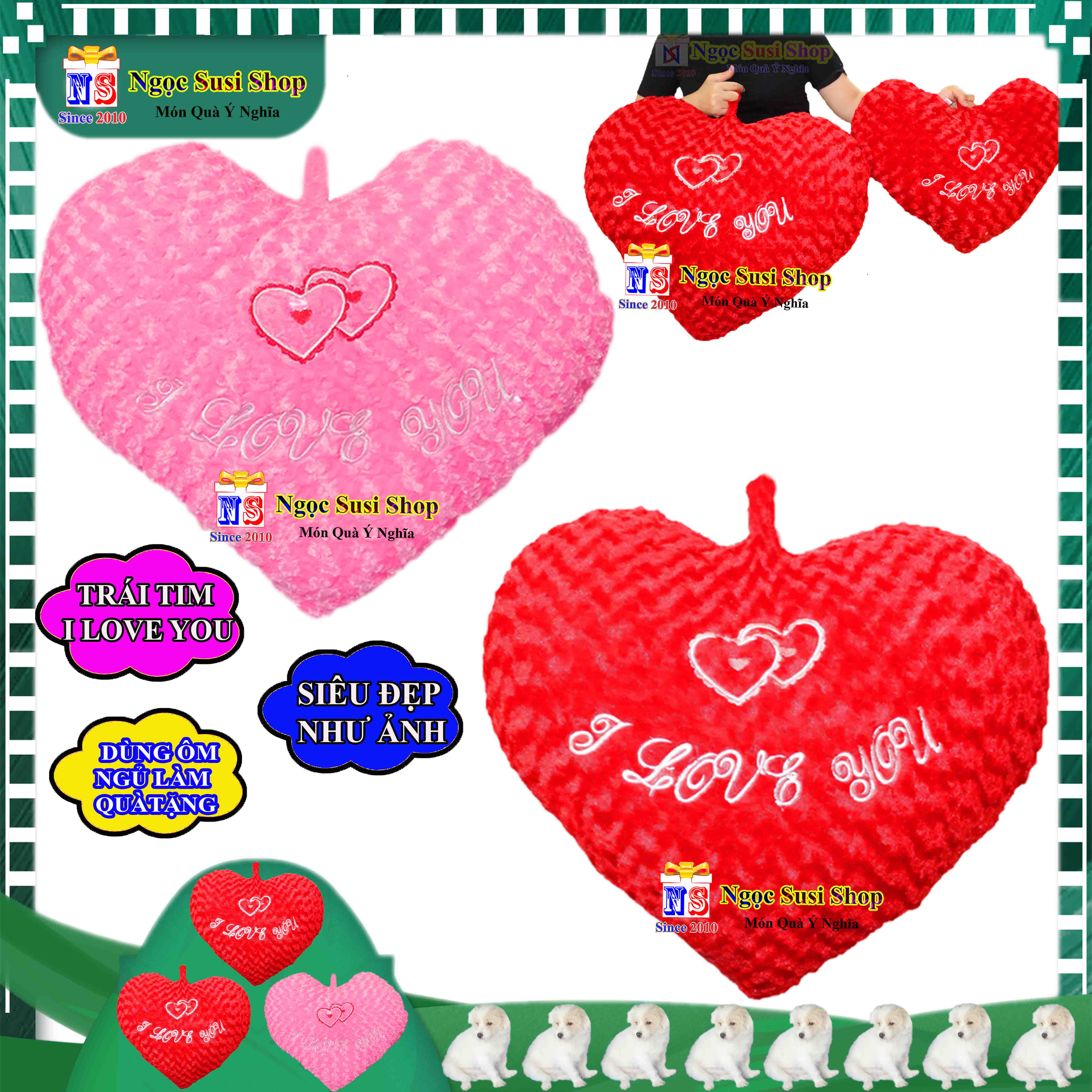 THÚ BÔNG GỐI TRÁI TIM I LOVE YOU SIÊU ĐẸP ÔM NGỦ QUÀ TẶNG - GỐI ÔM TRÁI TIM CAO CẤP