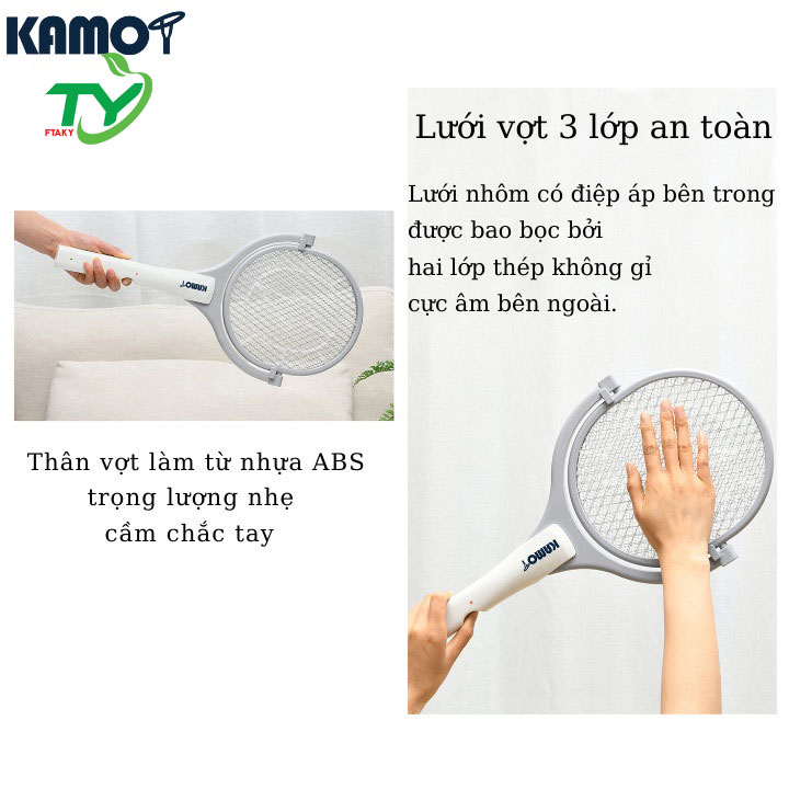 Vợt Muỗi Điện Xoay KAMOT Thông Minh Chính Hãng