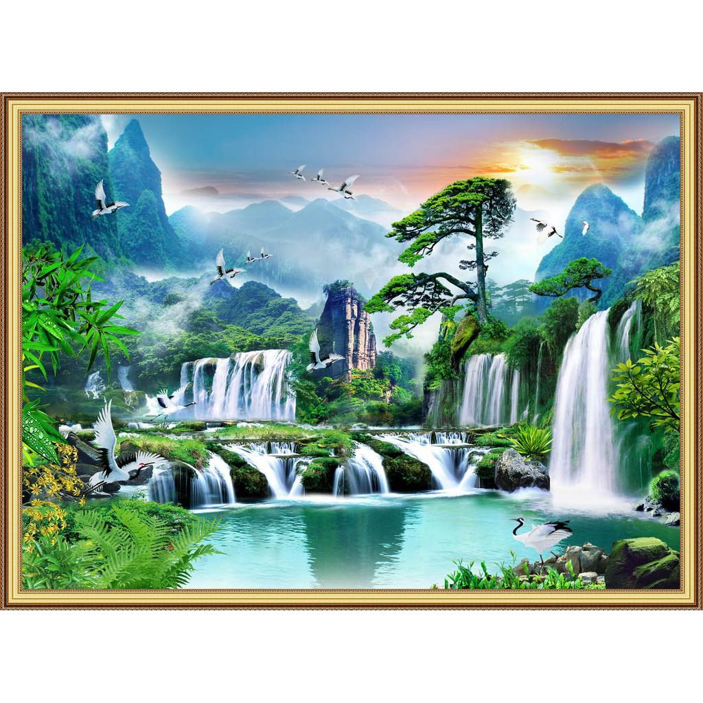 Tranh dán tường 3D phong thủy - thác nước