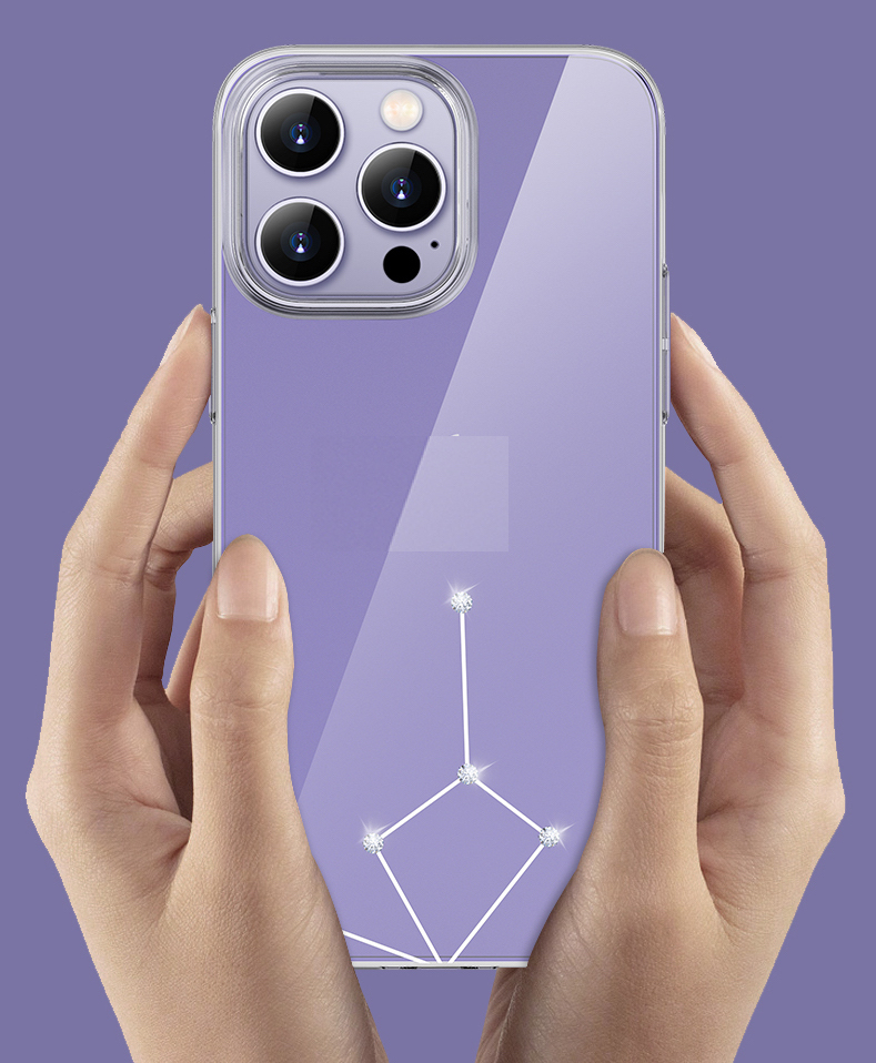 Ốp lưng cứng trong suốt đính đá dành cho iPhone 13/13 Pro/13 Pro Max, 14 Pro/ 14 Pro Max hiệu Memumi - Hàng nhập khẩu