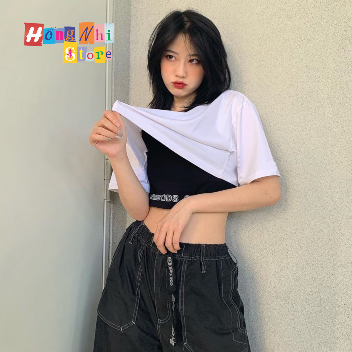 Áo Croptop Kèm Bra Tay Lỡ Dáng Rộng Oversize Ulzzang - MM