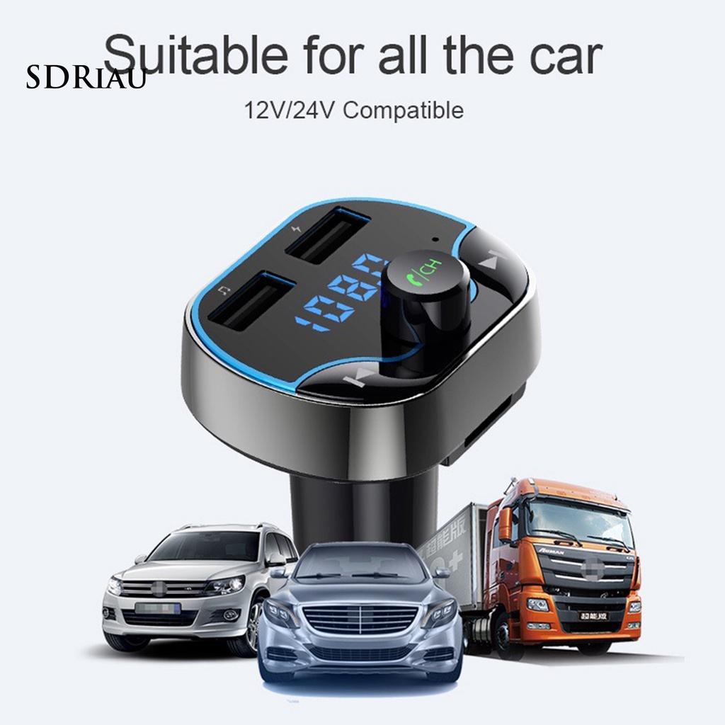 *QCDZ* T24 Bluetooth Player Noise Reduction Handsfree Black FM Transmitter Support U Disk TF Card Charger for Car