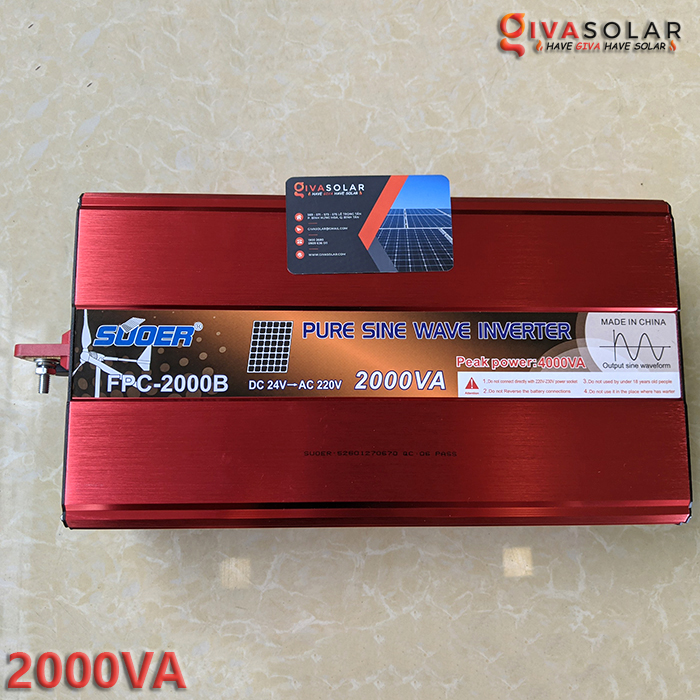 Bộ Inverter Suoer sin chuẩn 24V lên 220V FBC-2000B 2000VA