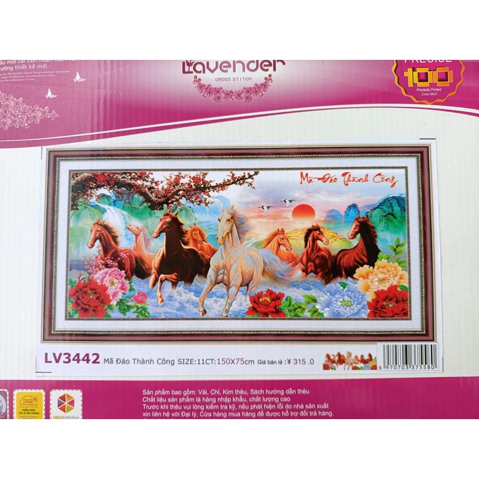 Tranh thêu chữ thập Mã đáo thành công LV3443-200x95cm