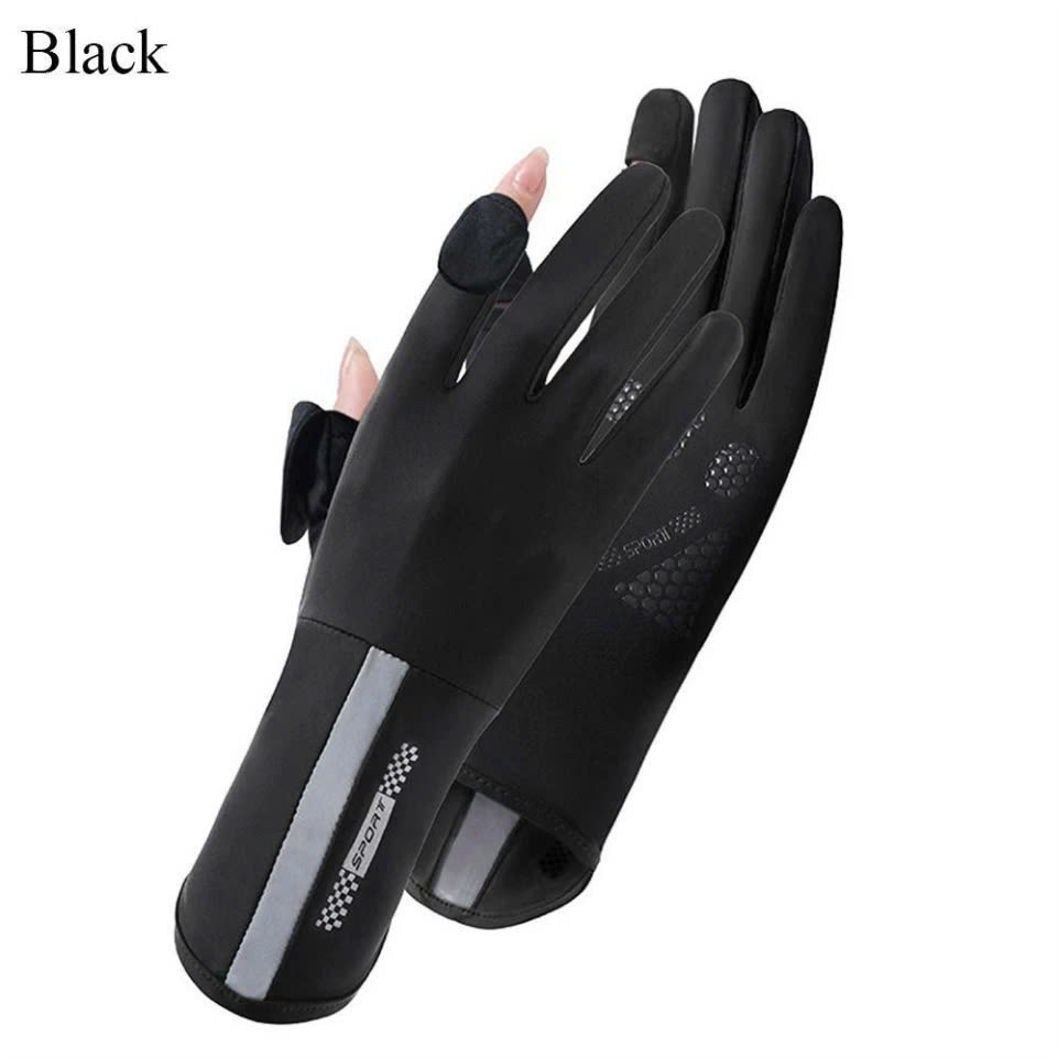 Găng Tay Hở 2 Ngón Unisex Chống Nắng, Có Thể Sử Dụng Cảm Ứng Điện Thoại UV UPF50+ MÀU GHI ĐẬM