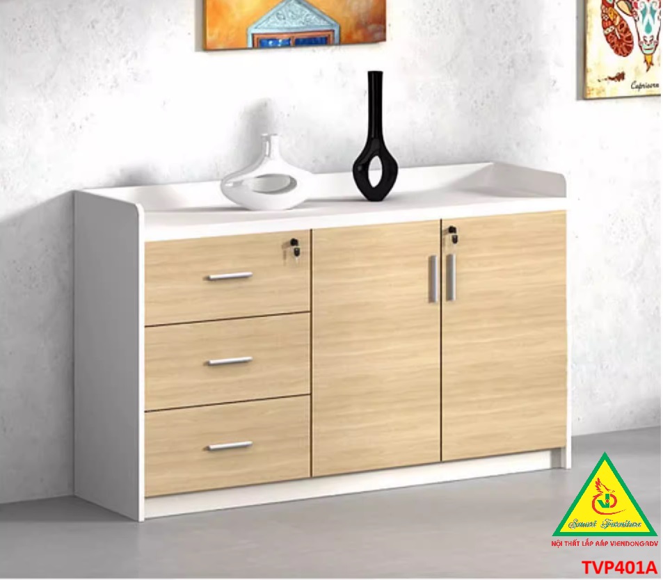 Tủ hồ sơ văn phòng, tủ tài liệu thấp gỗ MDF TVP401A - NỘI THẤT LẮP RÁP VIENDONGADV