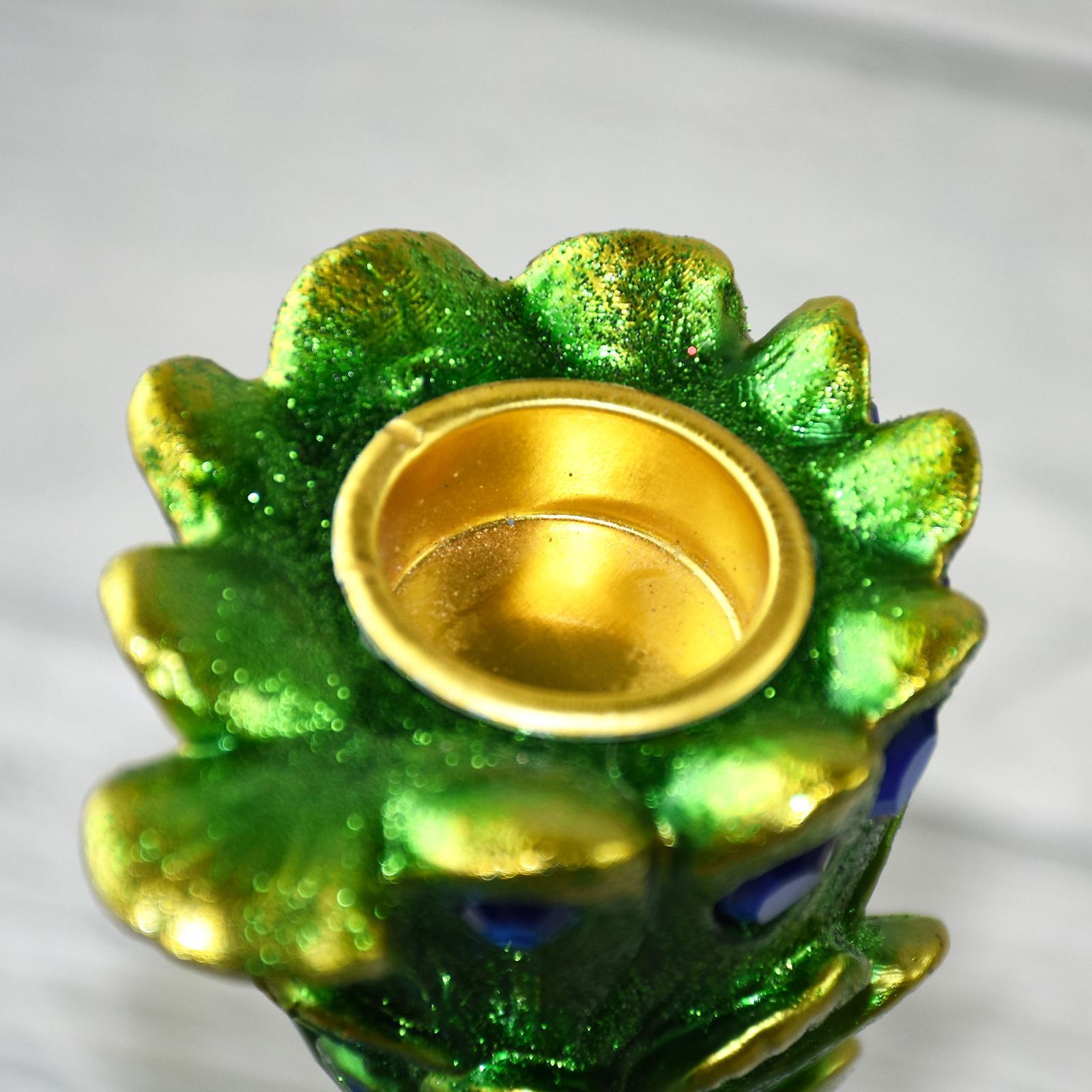 Lifelike Peacock Candle Holder Tealight Holder Miniature Statue for Ornament