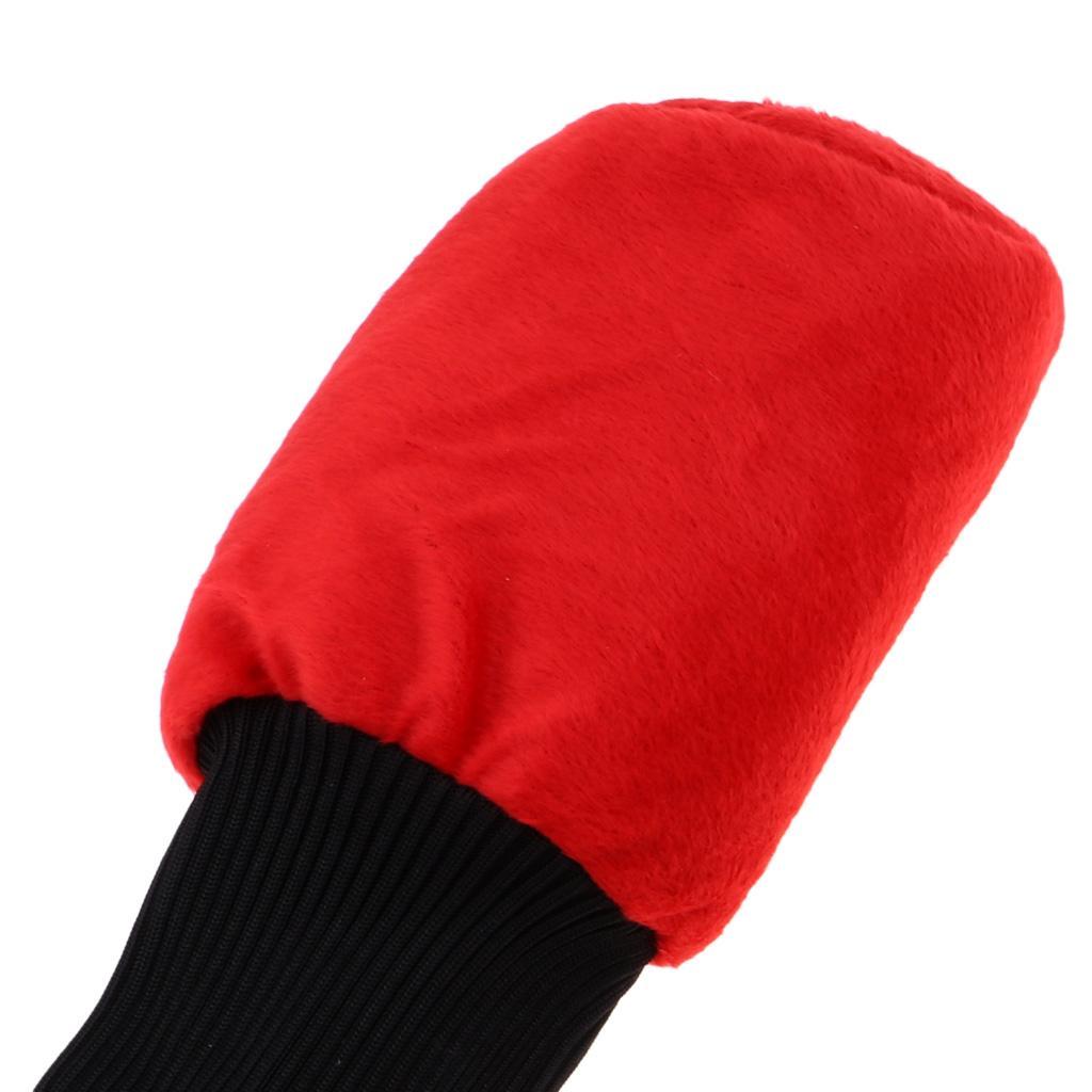 3pcs Long Neck Golf Club Head Cover Wood Headcover for Women Red+Black