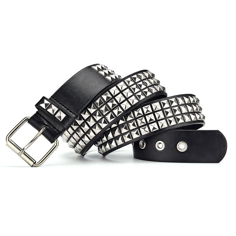 Đính Unisex Dây Da Punk Rock Dây Da Thời Trang Đinh Tán Dây Dành Cho Nữ & Nam Khóa Pin Phụ Nữ Dây Đen Ceinture Femme thắt Lưng Thời Trang
